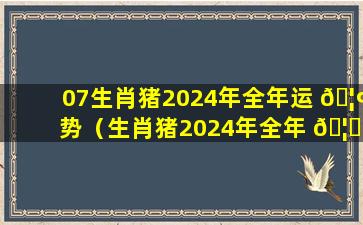 07生肖猪2024年全年运 🦢 势（生肖猪2024年全年 🦟 运势 1971）